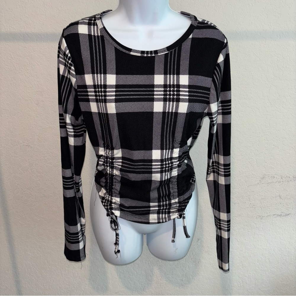 Eye Candy Plaid Black and White Women's Top